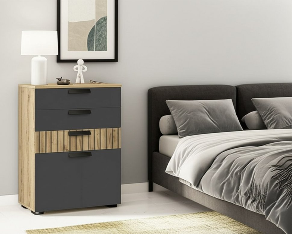 Комод Мишель (БТС) КМ-12 Крафт / Графит