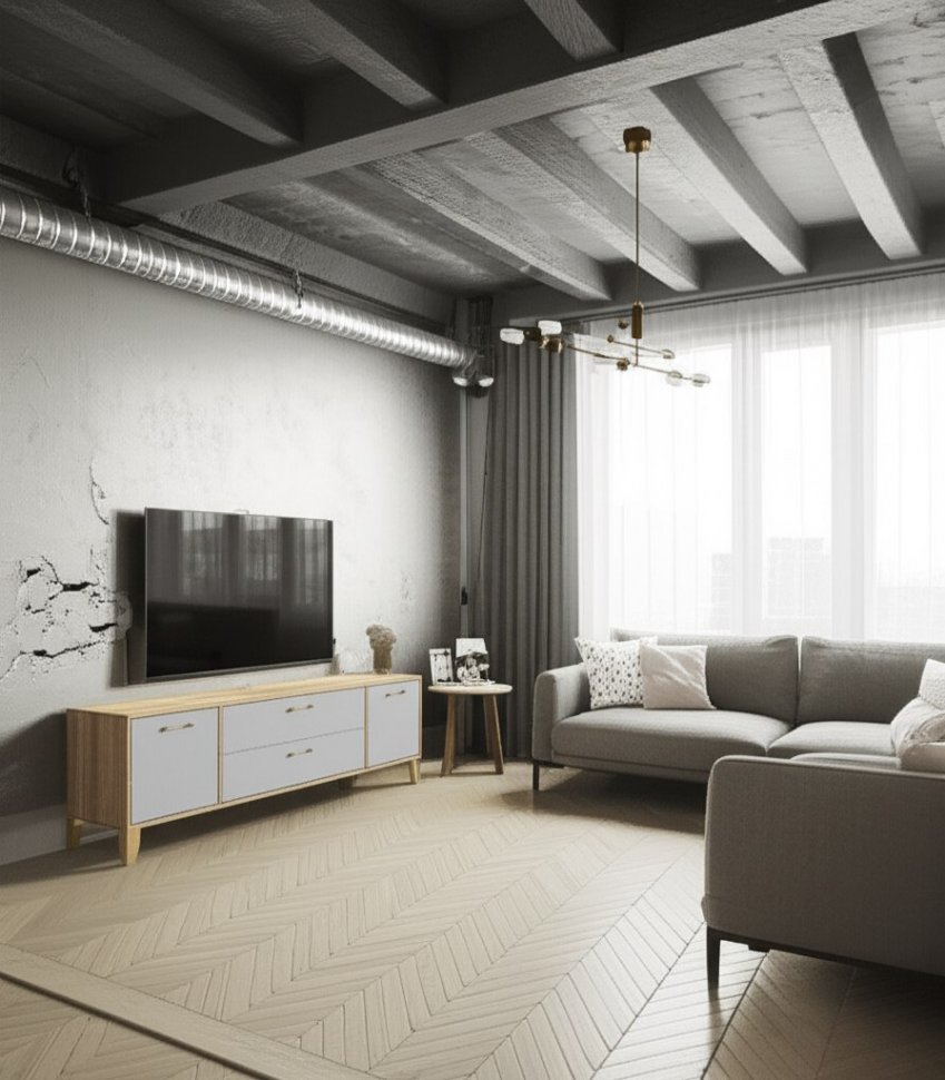 Тумба под телевизор Парус-13, Дуб крафт золотой, Кашемир