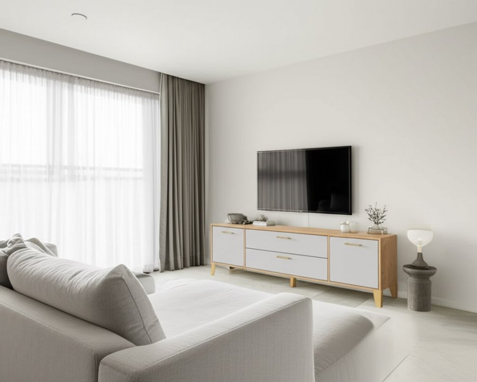 Тумба под телевизор Парус-13, Дуб крафт золотой, Кашемир