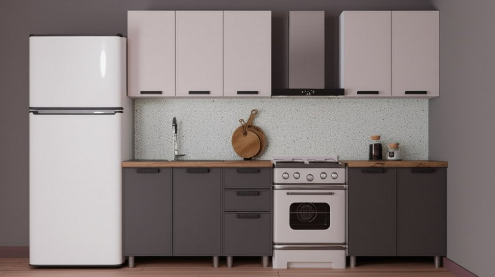 Кухня Аленушка 2 м Магнолия Кашемир/Сталь, черный (без столешницы)