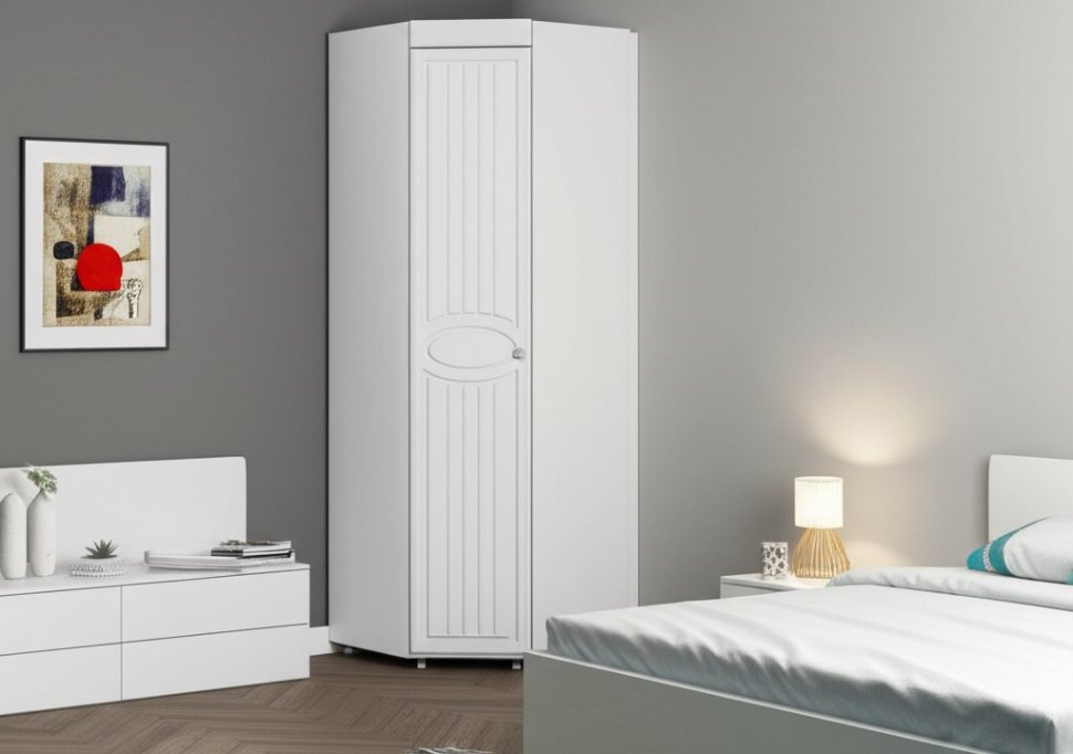 Шкаф угловой (гл.410) Монако МН-65 белое дерево