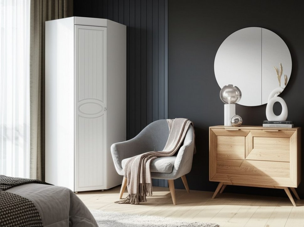 Шкаф угловой (гл.410) Монако МН-65 белое дерево