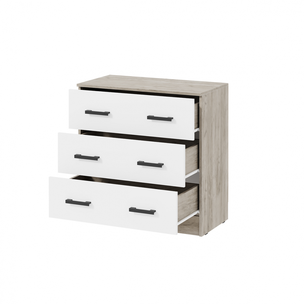 Комод Ронда КМ-02, Дуб крафт серый, Белый