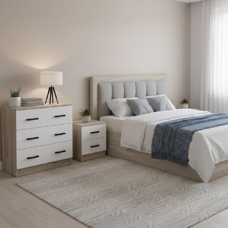 Комод Ронда КМ-02, Дуб крафт серый, Белый