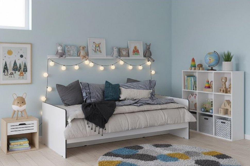 Кровать Асцелла 120х200, Белый, Графит серый