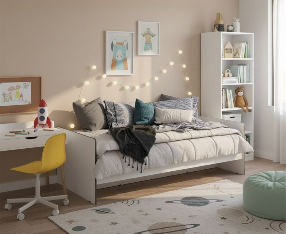 Кровать Асцелла 120х200, Белый, Графит серый