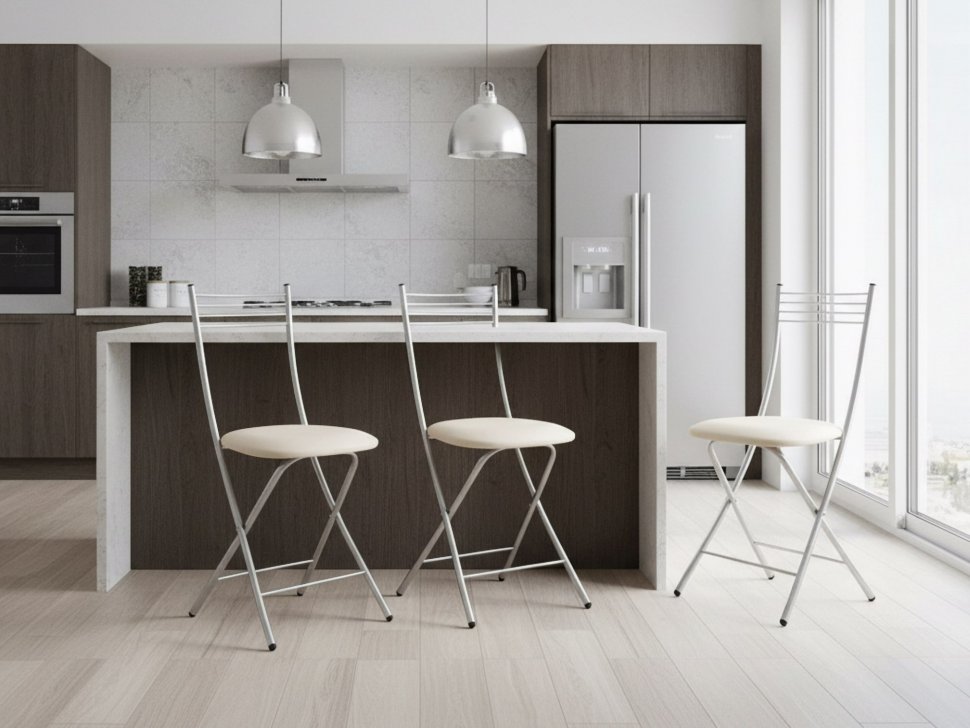 Стул Хлоя Складной Серебро/ Борнео крем