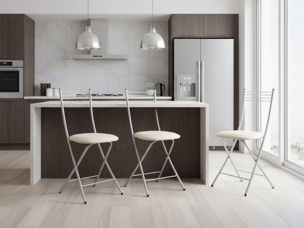 Стул Хлоя Складной Серебро/ Борнео крем