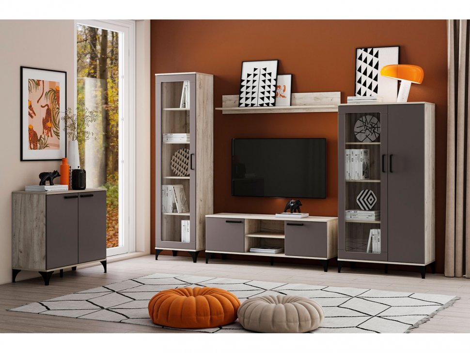 НМ 013.52 Марсель шкаф-пенал Дуб Крафт серый/Софт графит