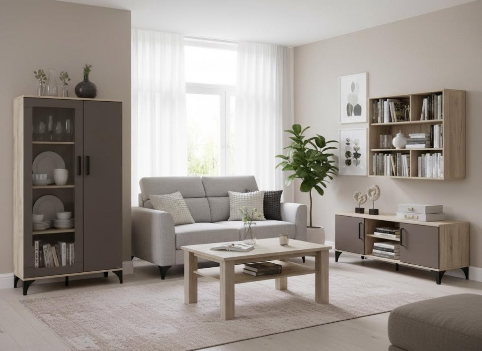 НМ 013.52 Марсель шкаф-пенал Дуб Крафт серый/Софт графит