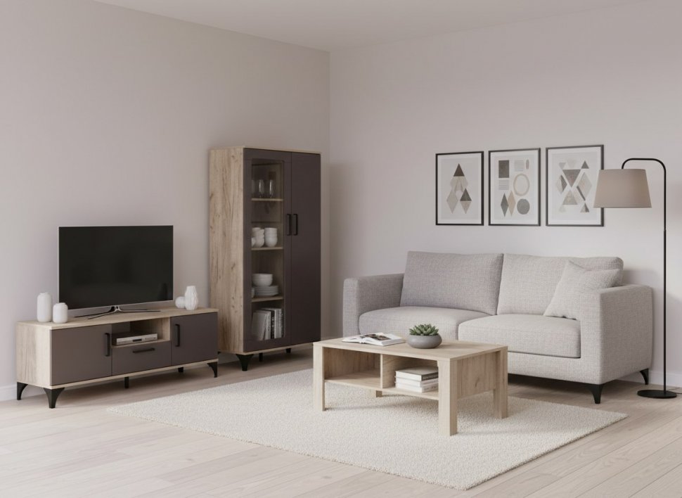 НМ 013.52 Марсель шкаф-пенал Дуб Крафт серый/Софт графит