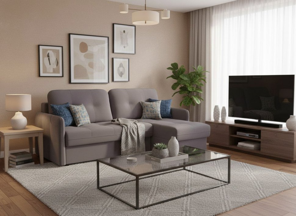 Диван-кровать угловой SMART 1 2Т-1Пф Велюр Velutto 19