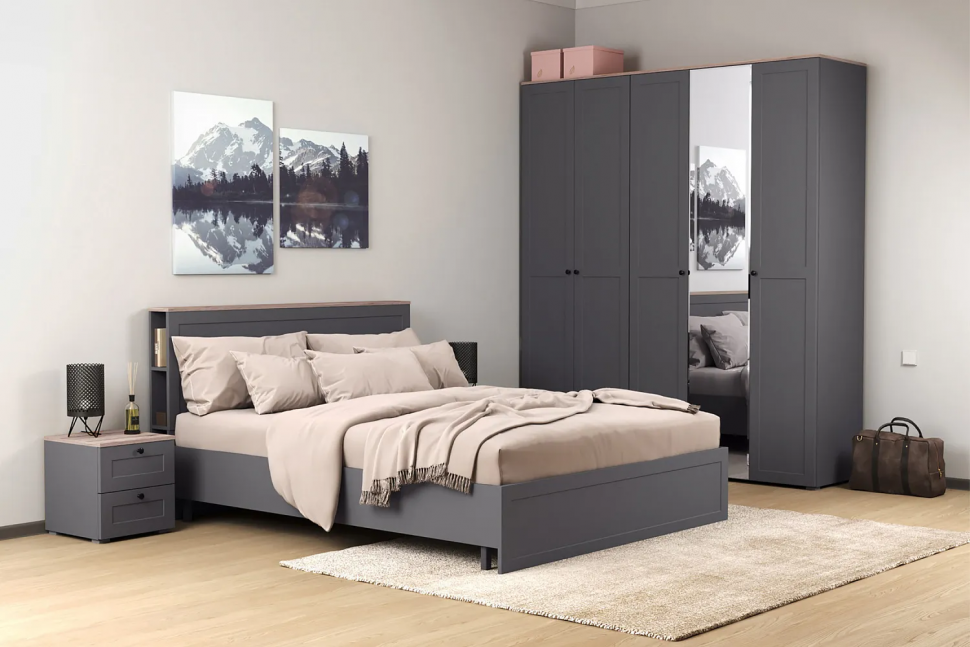 Остин Кровать 11.53 графит/дуб золотой