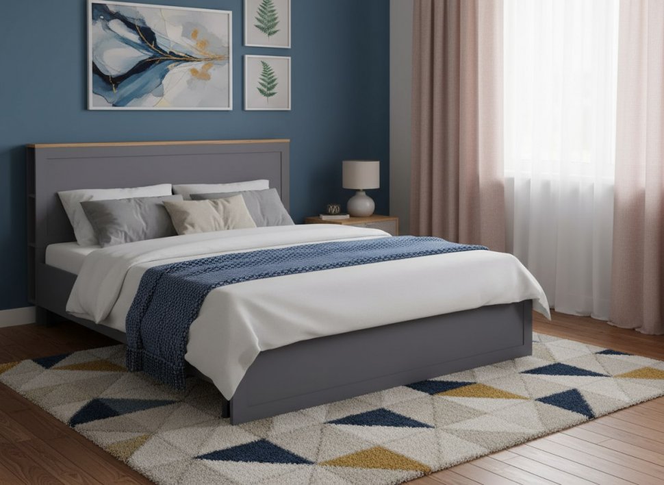 Остин Кровать 11.53 графит/дуб золотой