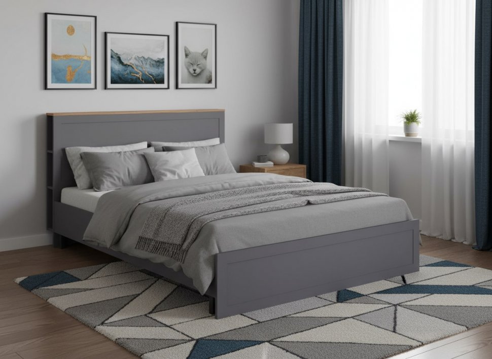 Остин Кровать 11.53 графит/дуб золотой