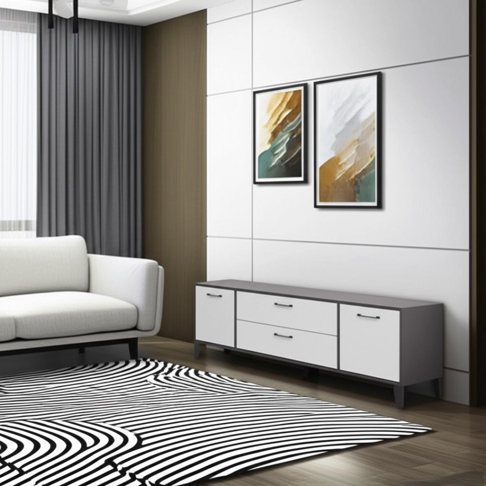 Тумба под телевизор Парус-13, Графит серый, Камень серый