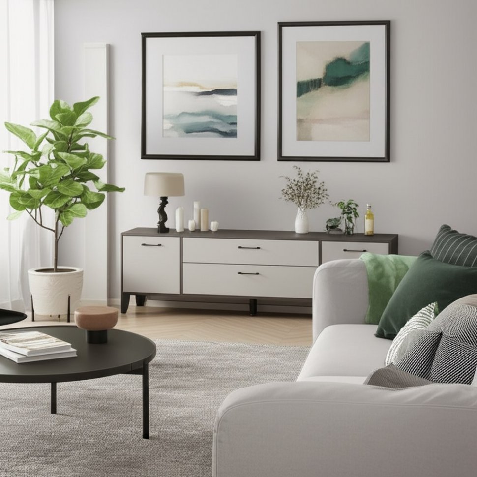 Тумба под телевизор Парус-13, Графит серый, Камень серый