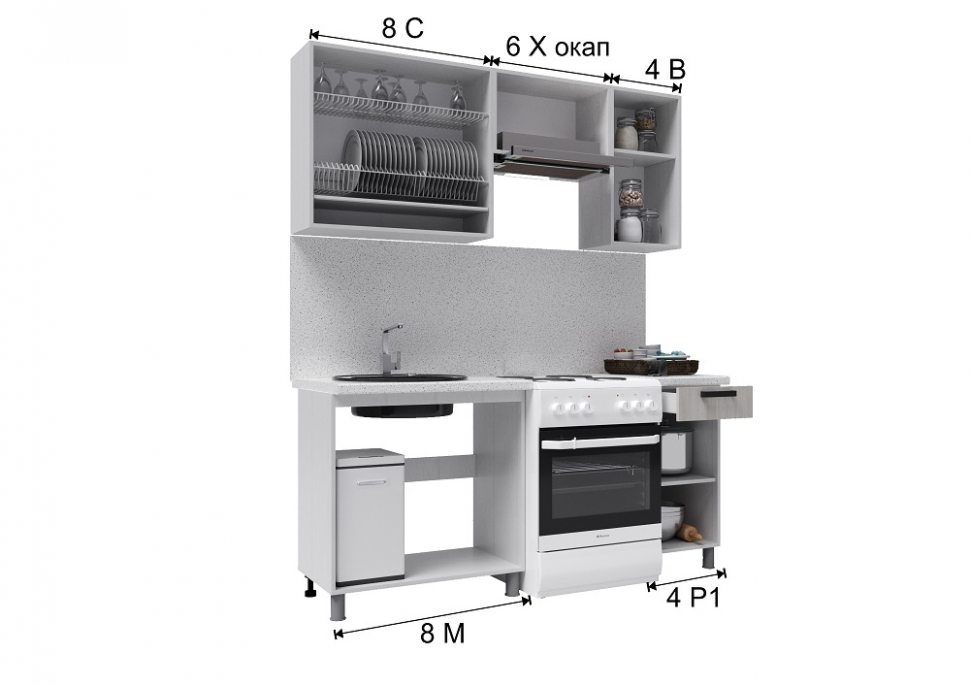 Кухня Тоскана, 1,8 м с окапом