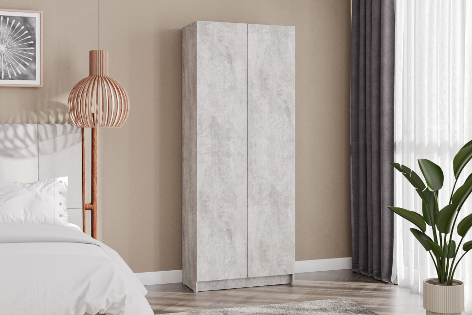 Шкаф двухстворчатый Бали, Цемент светлый