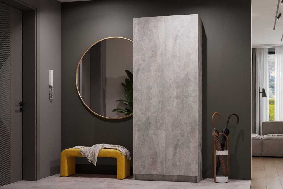 Шкаф двухстворчатый Бали, Цемент светлый