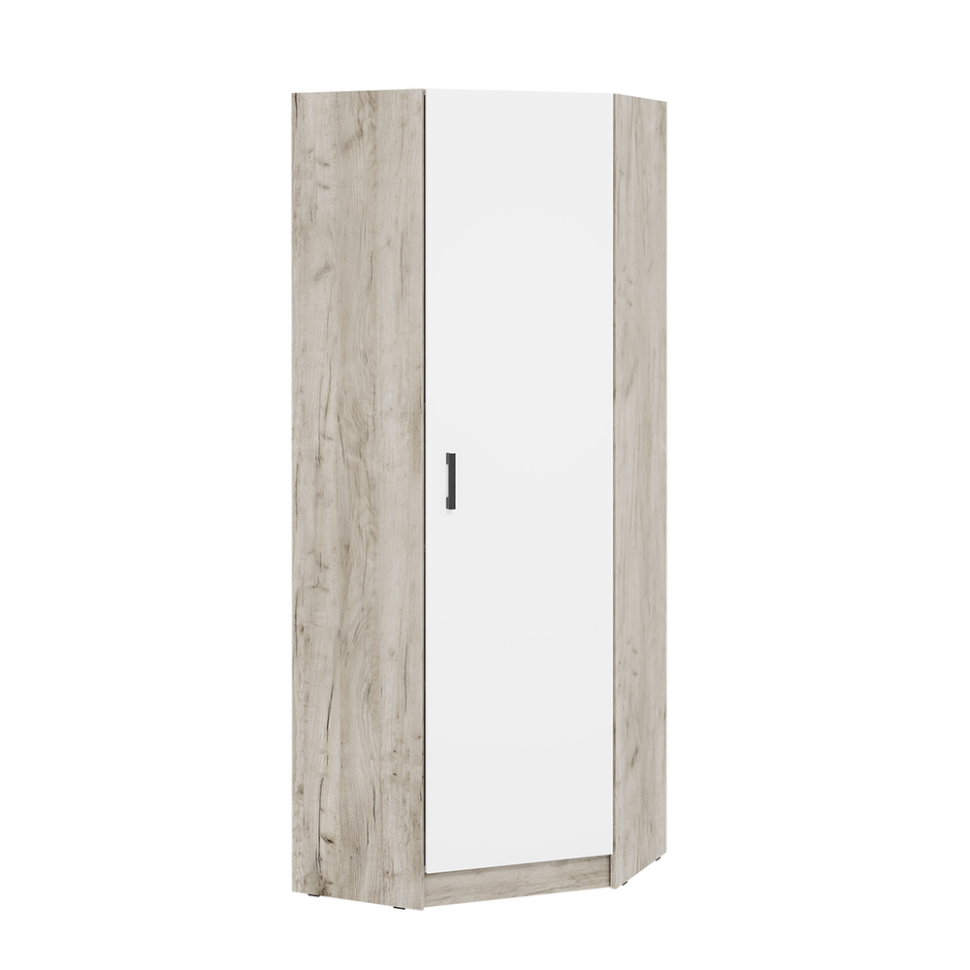 Шкаф угловой Вега, Дуб крафт серый, Белый