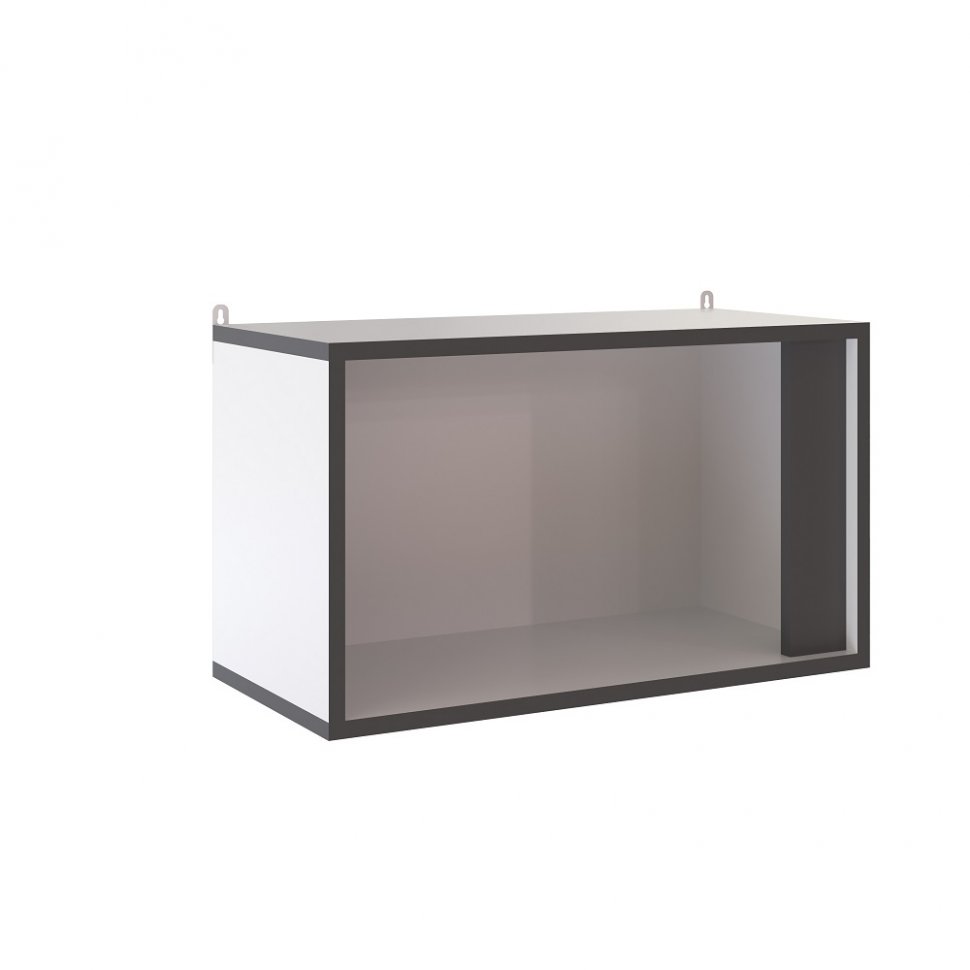 Полка навесная закрытая Асцелла, Белый, Графит серый