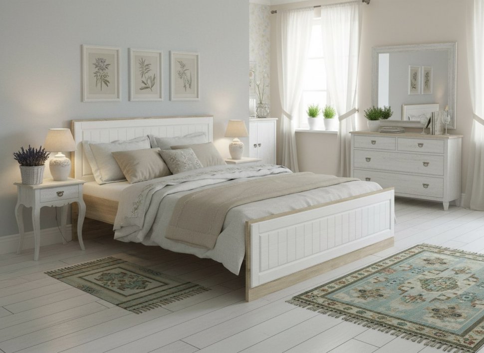 НМ 040.34 Кровать Оливия Дуб Сонома/белое дерево