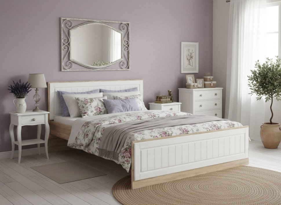 НМ 040.34 Кровать Оливия Дуб Сонома/белое дерево