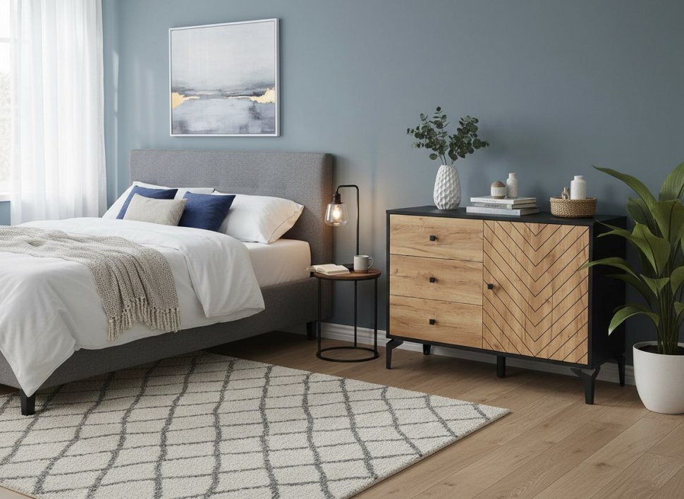 Комод Лофт 59.02 черный/дуб золотой