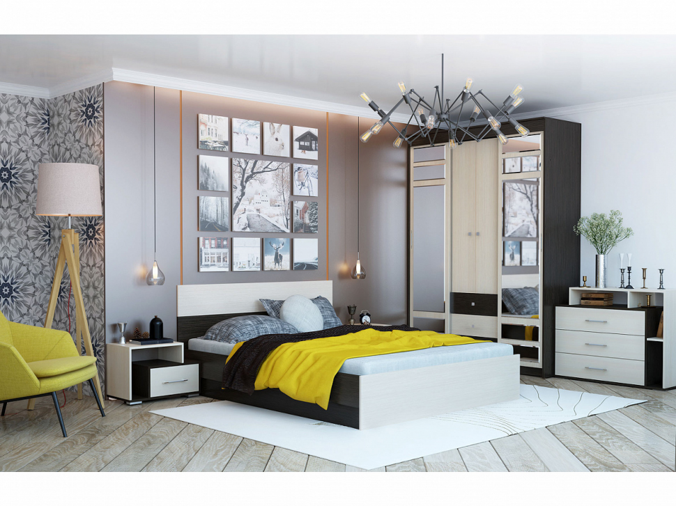 Кровать 80x200 Юнона с настилом (Венге / Дуб молочный)