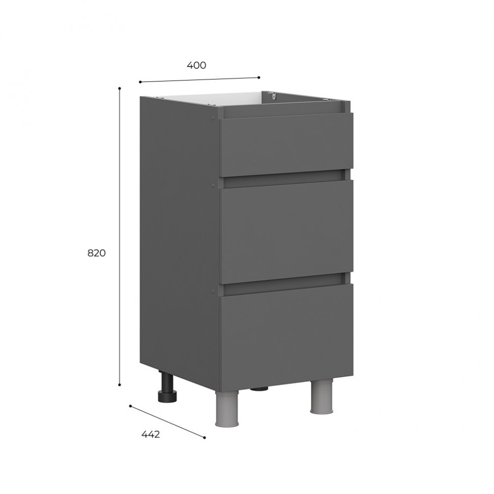 Шкаф кухонный нижний с ящиками СЯ-400 Денвер (Графит Серый)