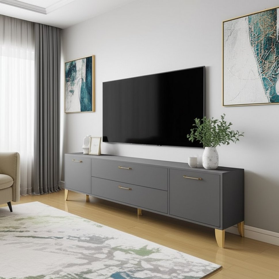 Тумба под телевизор Парус-13, Графит серый