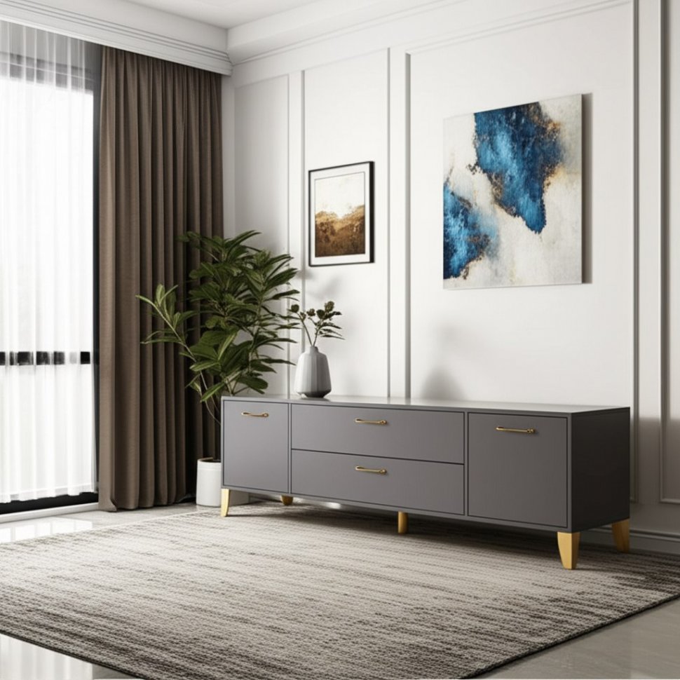 Тумба под телевизор Парус-13, Графит серый