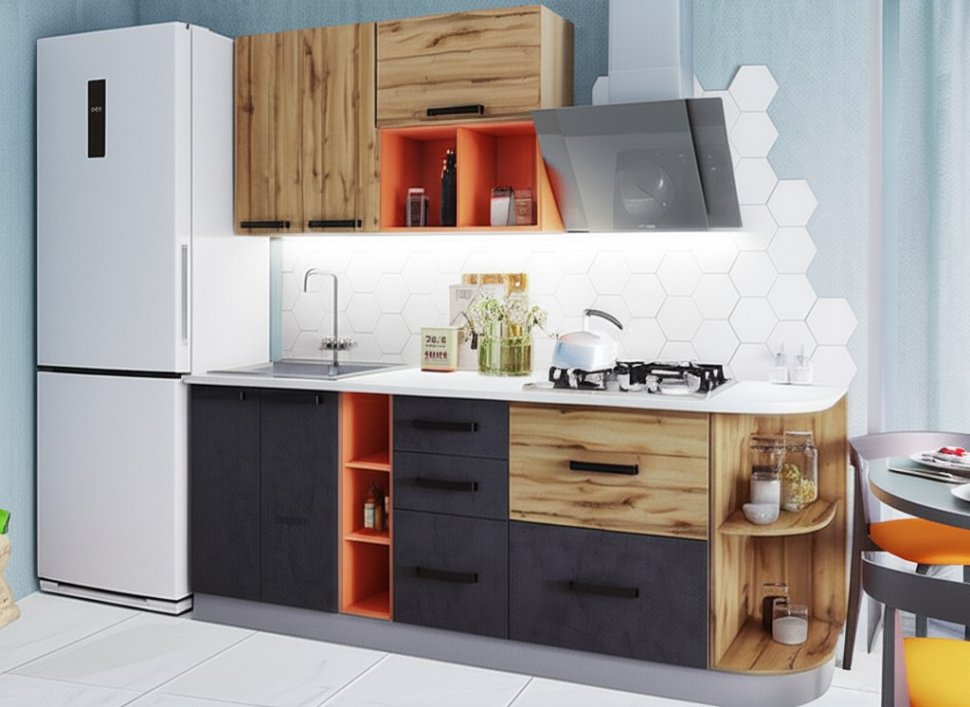 Кухня Крафт Комплект 4, бетон/дуб вотан