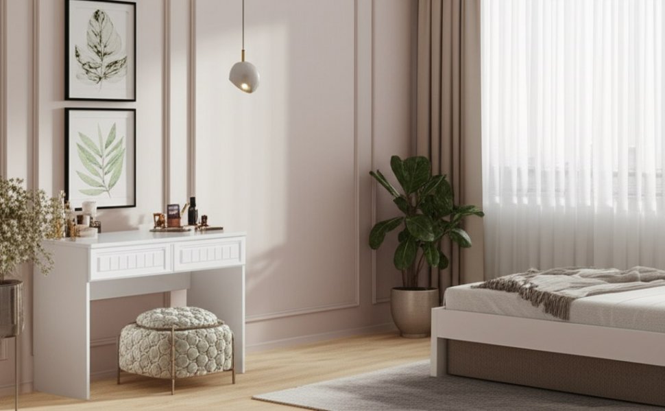 Стол с двумя ящиками Монако МН-18 белое дерево