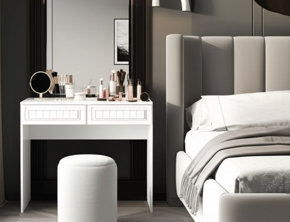 Стол с двумя ящиками Монако МН-18 белое дерево