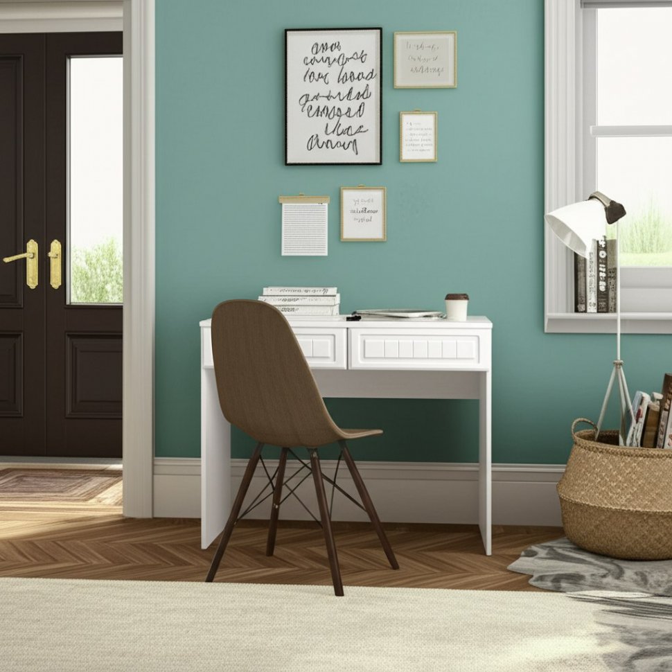 Стол с двумя ящиками Монако МН-18 белое дерево