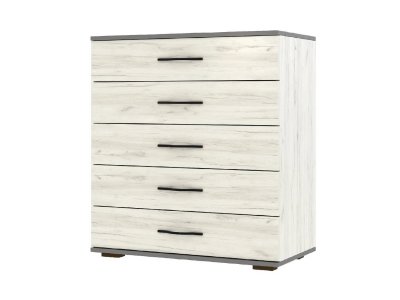 Бастион Комод широкий / Дуб Крафт Белый / Серый Шифер