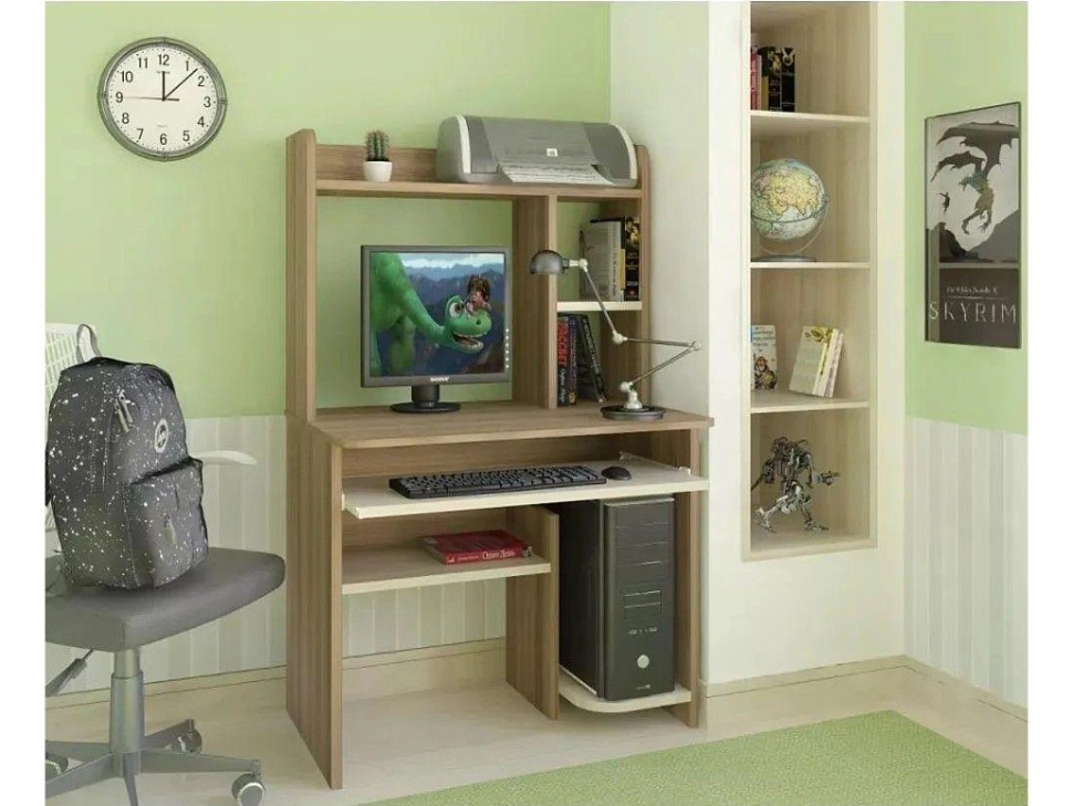 Интел-1 стол компьютерный Ясень Шимо темный / светлый