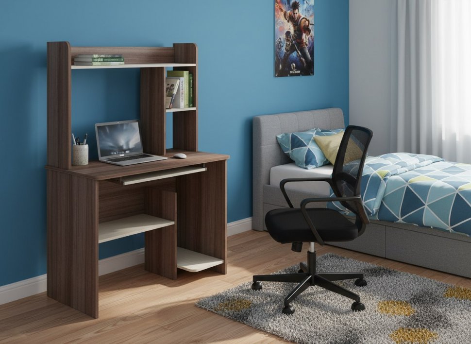 Интел-1 стол компьютерный Ясень Шимо темный / светлый