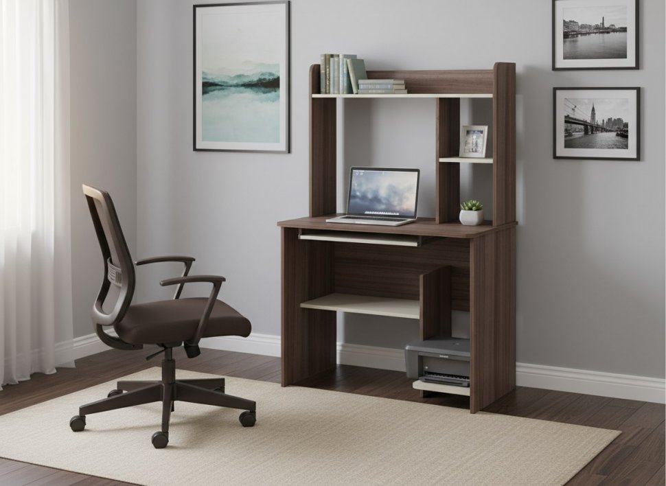 Интел-1 стол компьютерный Ясень Шимо темный / светлый