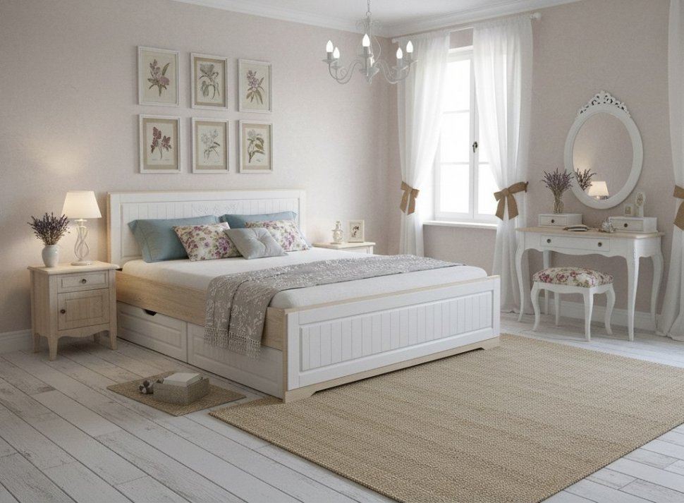 НМ 040.34+НМ 040.39 Кровать с ящиками Оливия Дуб Сонома/белое дерево