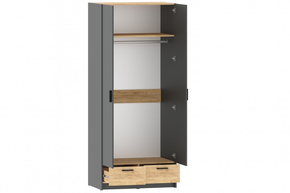 Спальня Оттавия 4 с зеркалом Антрацит / Дуб золотой