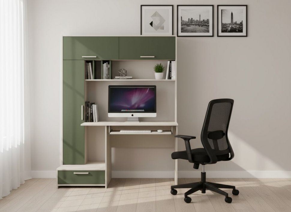 Лайт Стол письменный 03.243 Сатин / Дымчатый зеленый