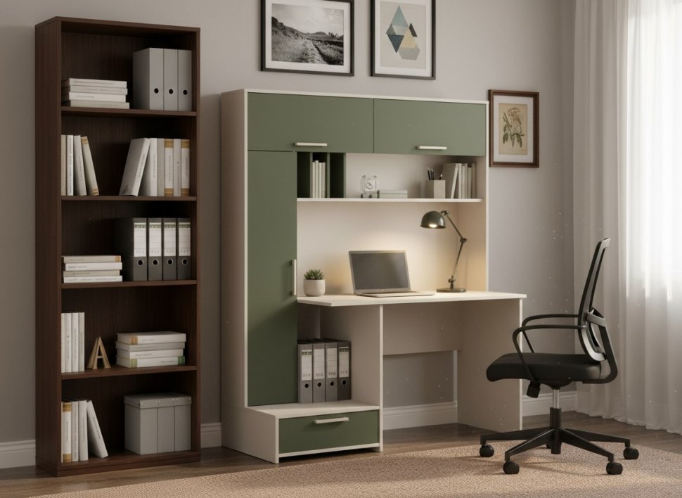 Лайт Стол письменный 03.243 Сатин / Дымчатый зеленый