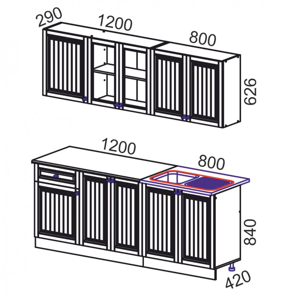 Кухня Хозяюшка 2.0 ЭРА (Магнолия/Деним)