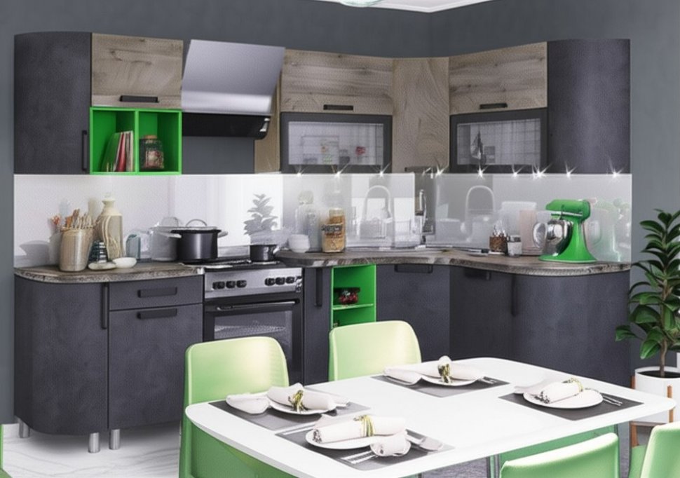 Кухня Крафт Комплект 5, бетон/дуб эндгрейн