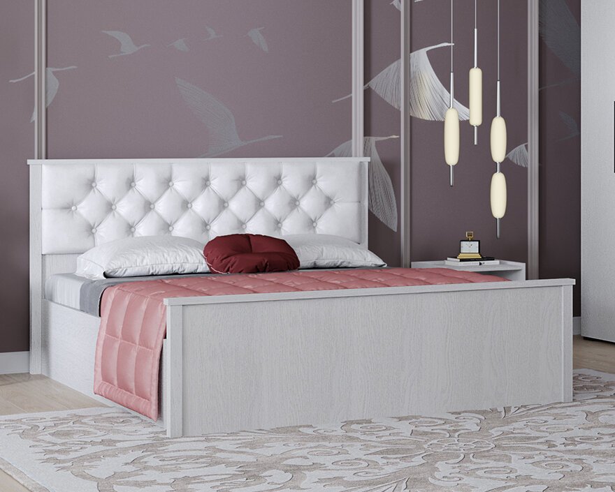 Кровать 140х200 Модена МКР-2 с настилом из ДСП (Домани) Ясень Анкор светлый