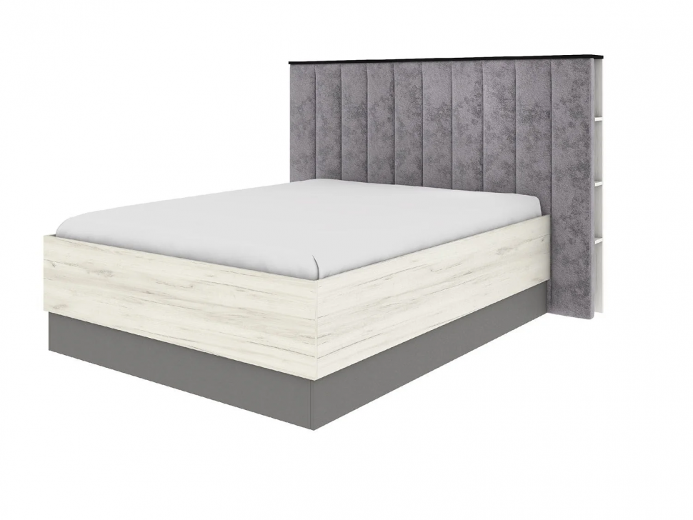 Бастион Кровать с п/м 1600х2000 / Дуб Крафт Белый / Серый Шифер Версаль 08 