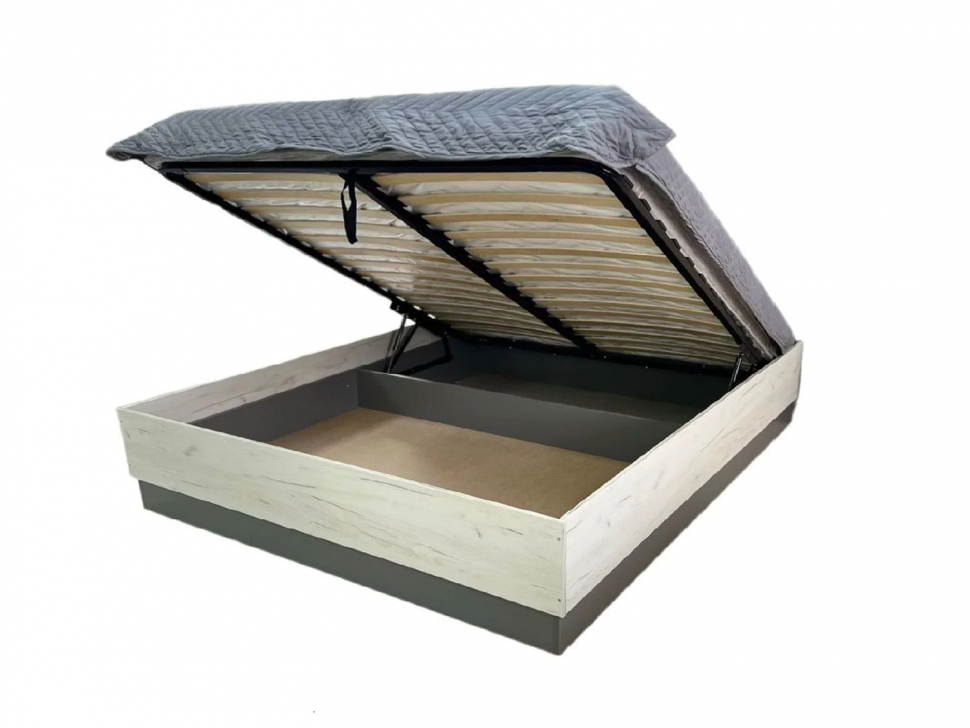 Бастион Кровать с п/м 1600х2000 / Дуб Крафт Белый / Серый Шифер Версаль 08 